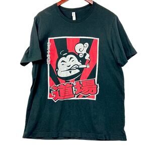 Vintage Cigar Dojo Mens Black Short Sleeved T-shirt Canvas Shirt XL Cotton